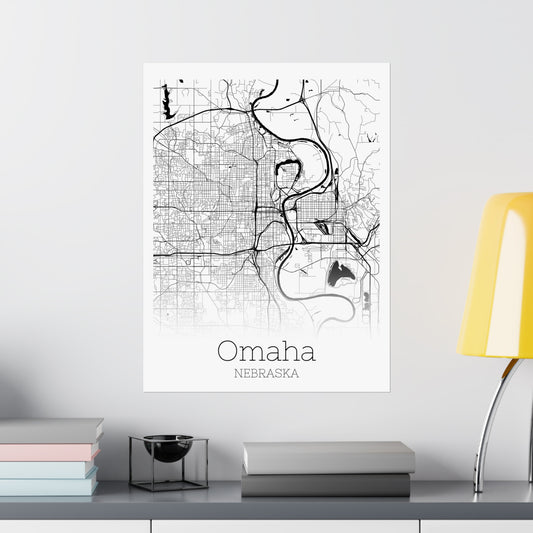 Omaha Nebraska City Map Matte Vertical Posters