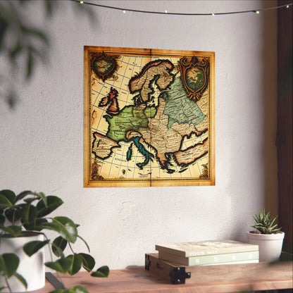 Old Map No: 02 Square Matte Poster, Vintage Poster