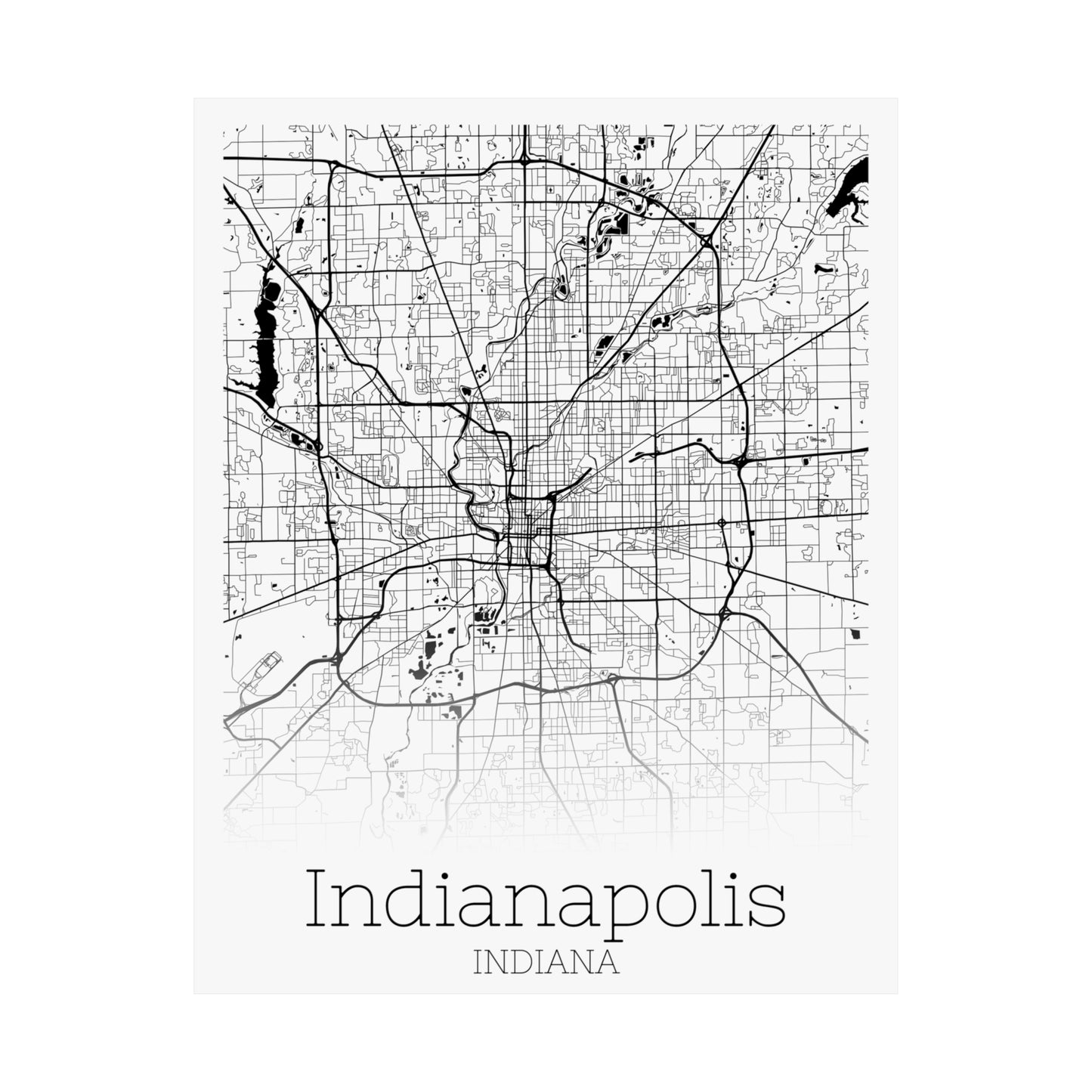 Indianapolis Indiana City Map Matte Vertical Posters