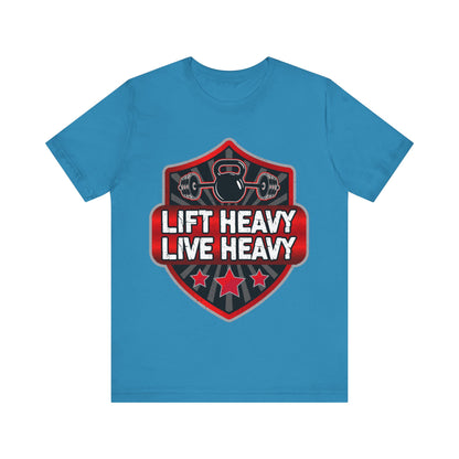 Lift Heavy Live Heavy T-Shirt, Gym Workout Fitness T-Shirt