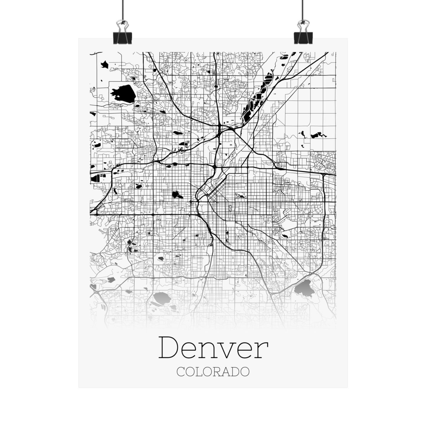 Denver Colorado City Map Matte Vertical Posters