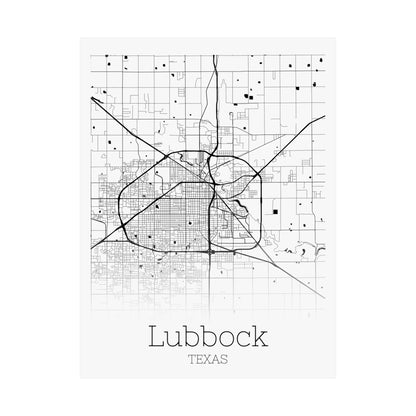 Lubbock Texas City Map Matte Vertical Posters