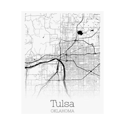 Tulsa Oklahoma City Map Matte Vertical Posters