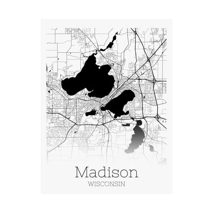 Madison Wisconsin City Map Matte Vertical Posters