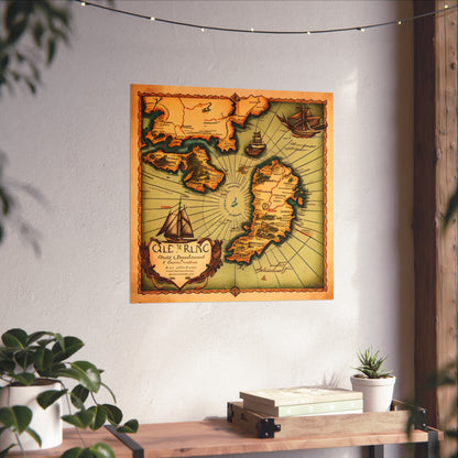 Old Map No: 03 Square Matte Poster, Vintage Poster