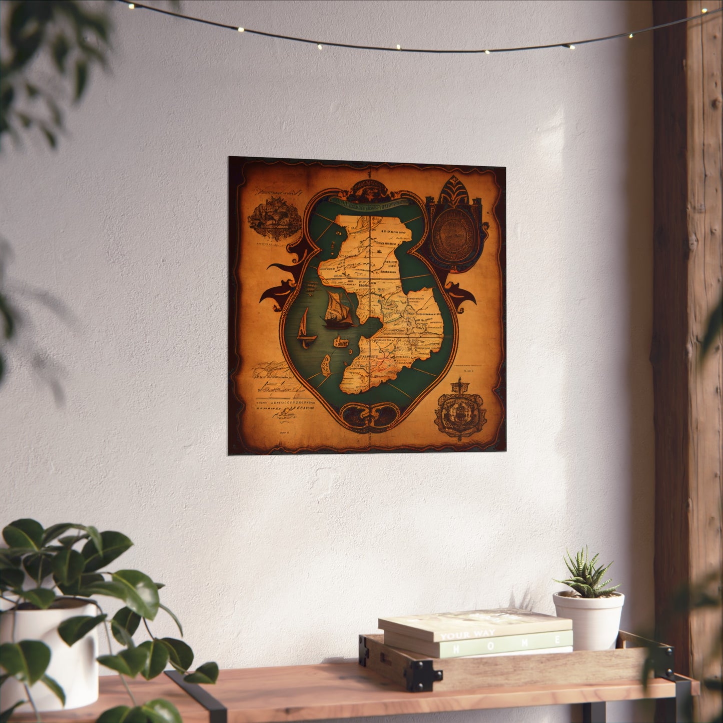 Old Map No: 20 Square Matte Poster, Vintage Poster