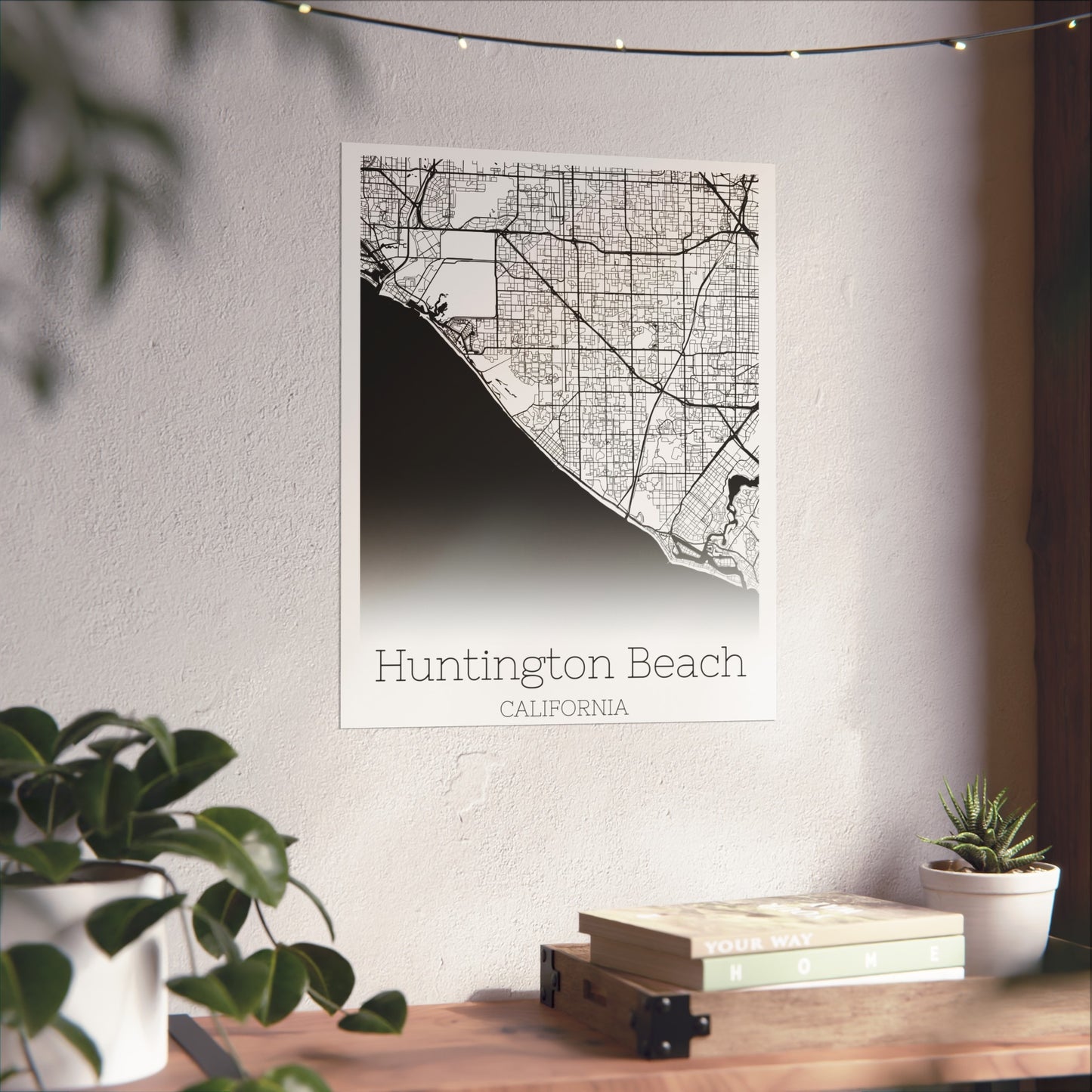 Huntington Beach California City Map Matte Vertical Posters