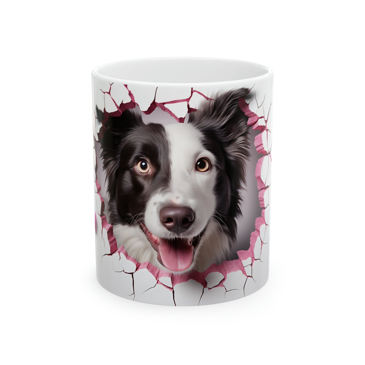 Dog coffee cup, Border Collie break out, Ceramic Mug, 11oz