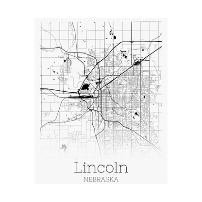 Lincoln Nebraska City Map Matte Vertical Posters