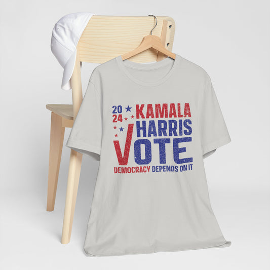 Vote Kamala Harris Democracy Depends On It T-Shirt, Politics, Vote, Election, Democrat