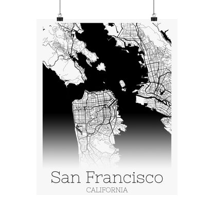 San Francisco California City Map Matte Vertical Posters