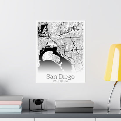 San Diego California City Map Matte Vertical Posters