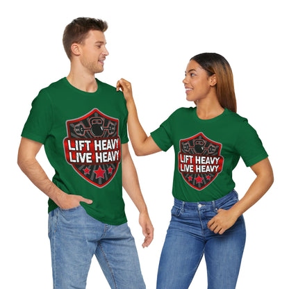 Lift Heavy Live Heavy T-Shirt, Gym Workout Fitness T-Shirt