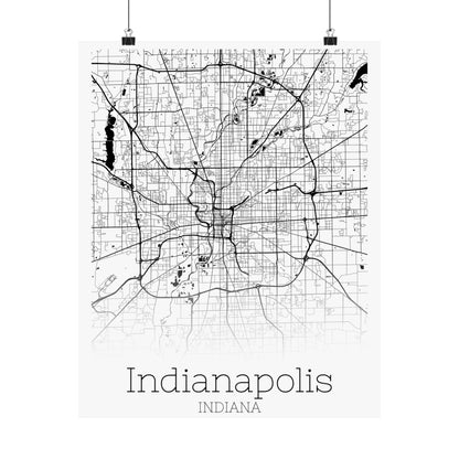 Indianapolis Indiana City Map Matte Vertical Posters