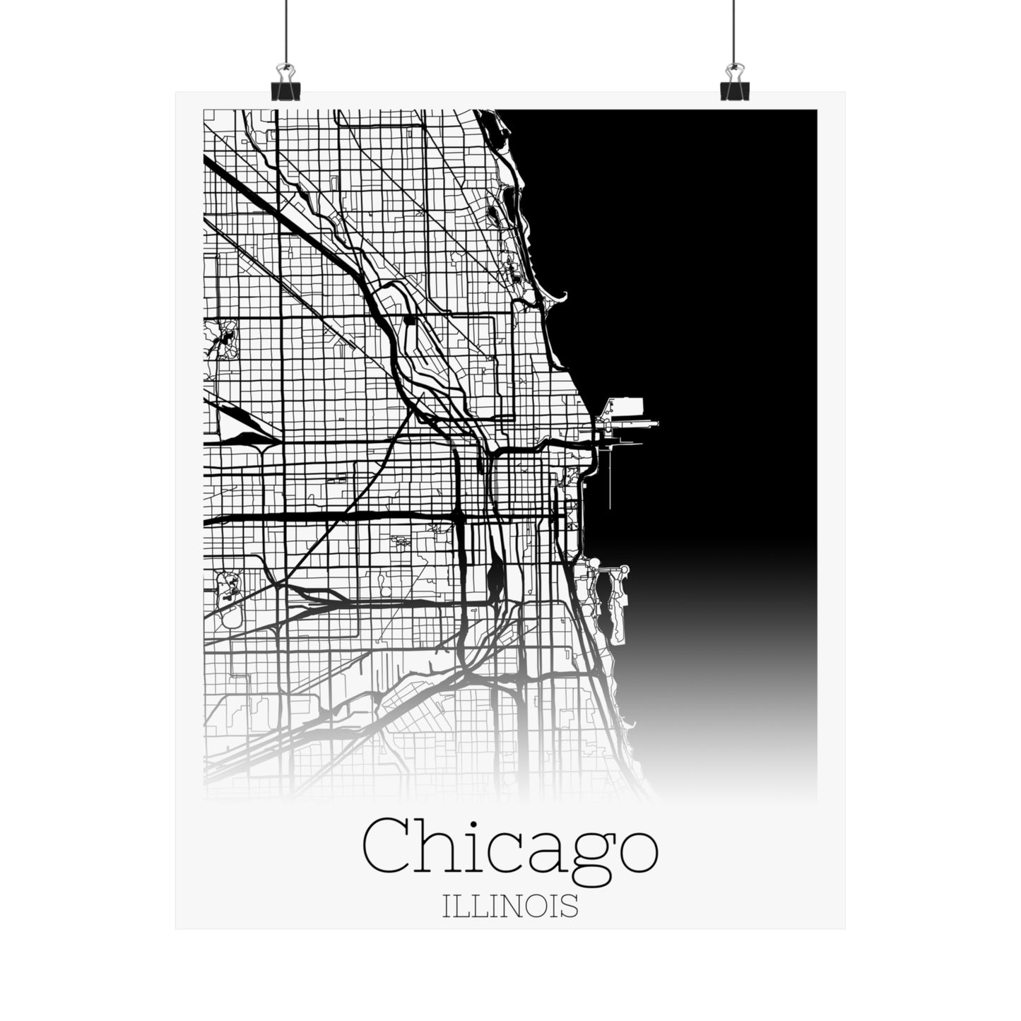 Chicago Illinois City Map Matte Vertical Posters