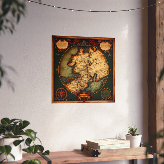 Old Map No: 11 Square Matte Poster, Vintage Poster