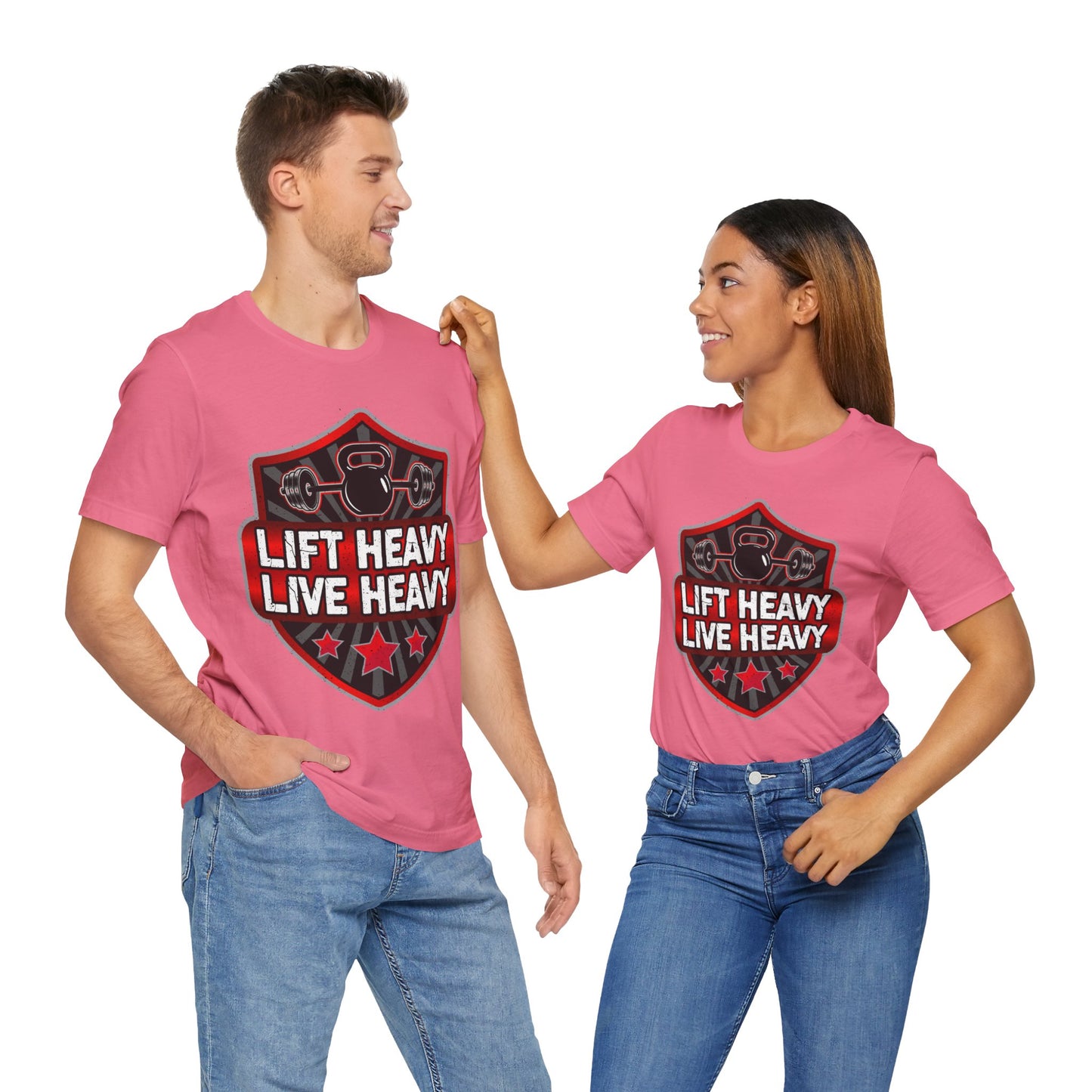 Lift Heavy Live Heavy T-Shirt, Gym Workout Fitness T-Shirt