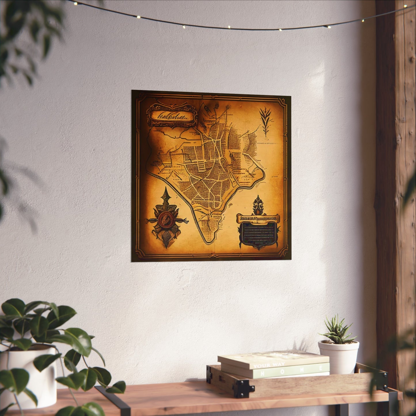 Old Map No: 15 Square Matte Poster, Vintage Poster