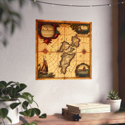 Old Map No: 16 Square Matte Poster, Vintage Poster