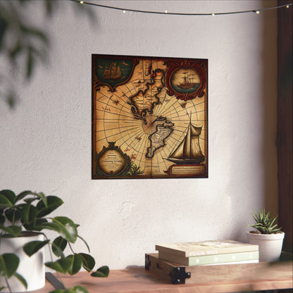 Old Map No: 01 Square Matte Poster, Vintage Poster