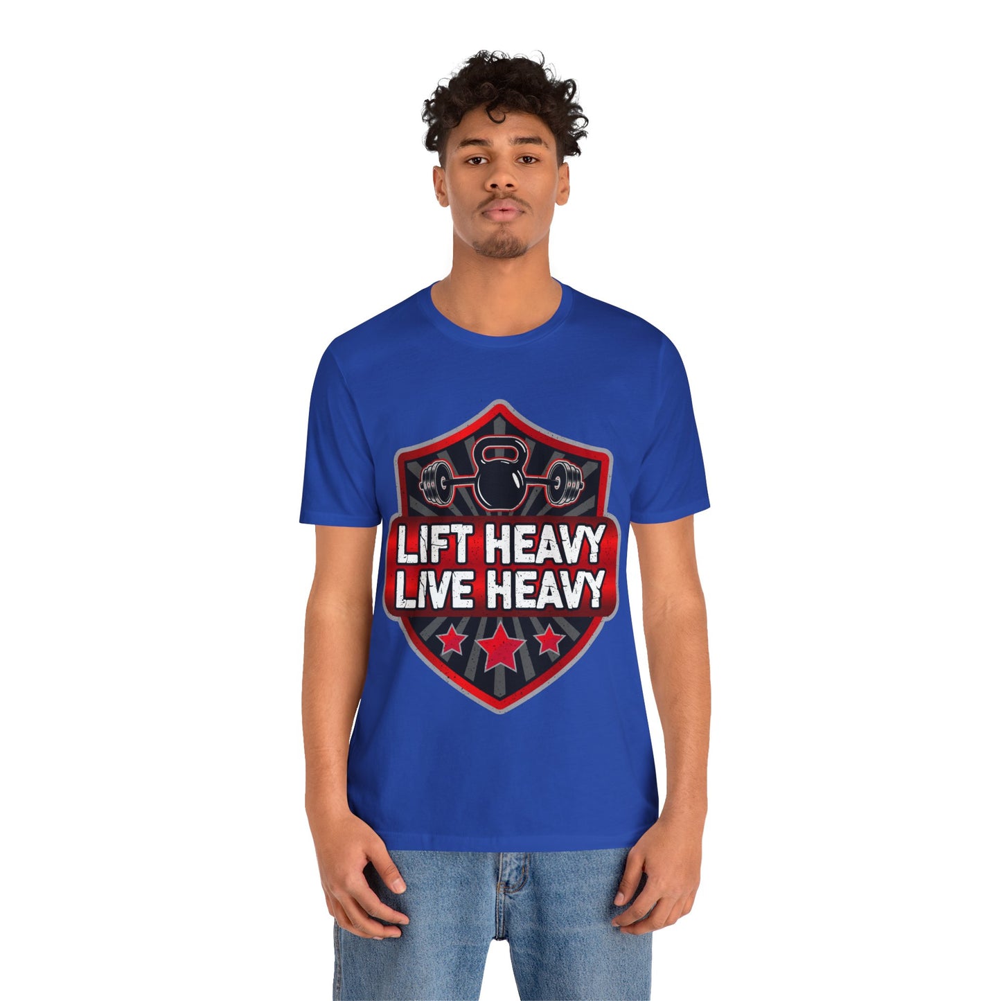 Lift Heavy Live Heavy T-Shirt, Gym Workout Fitness T-Shirt