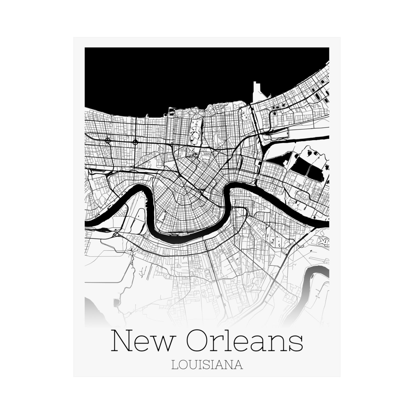 New Orleans Louisiana City Map Matte Vertical Posters