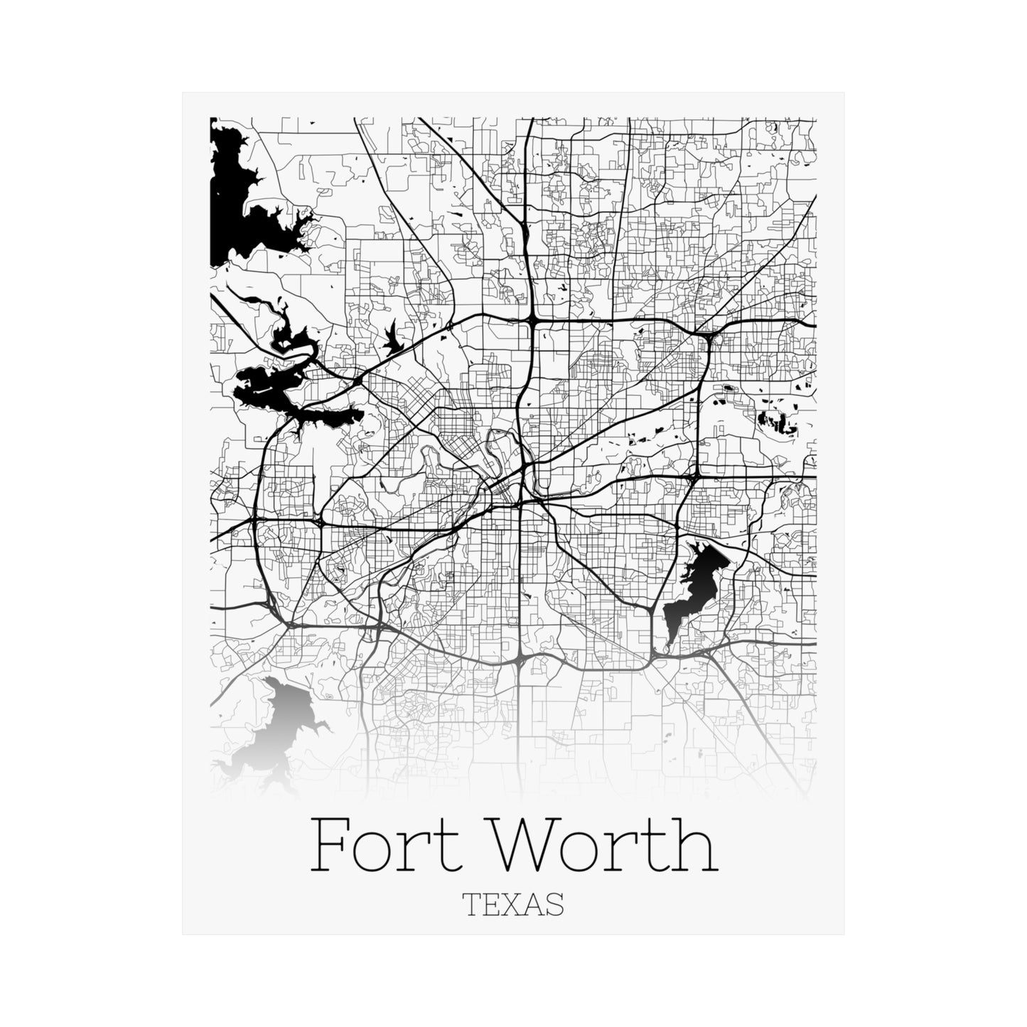 Fort Worth Texas City Map Matte Vertical Posters