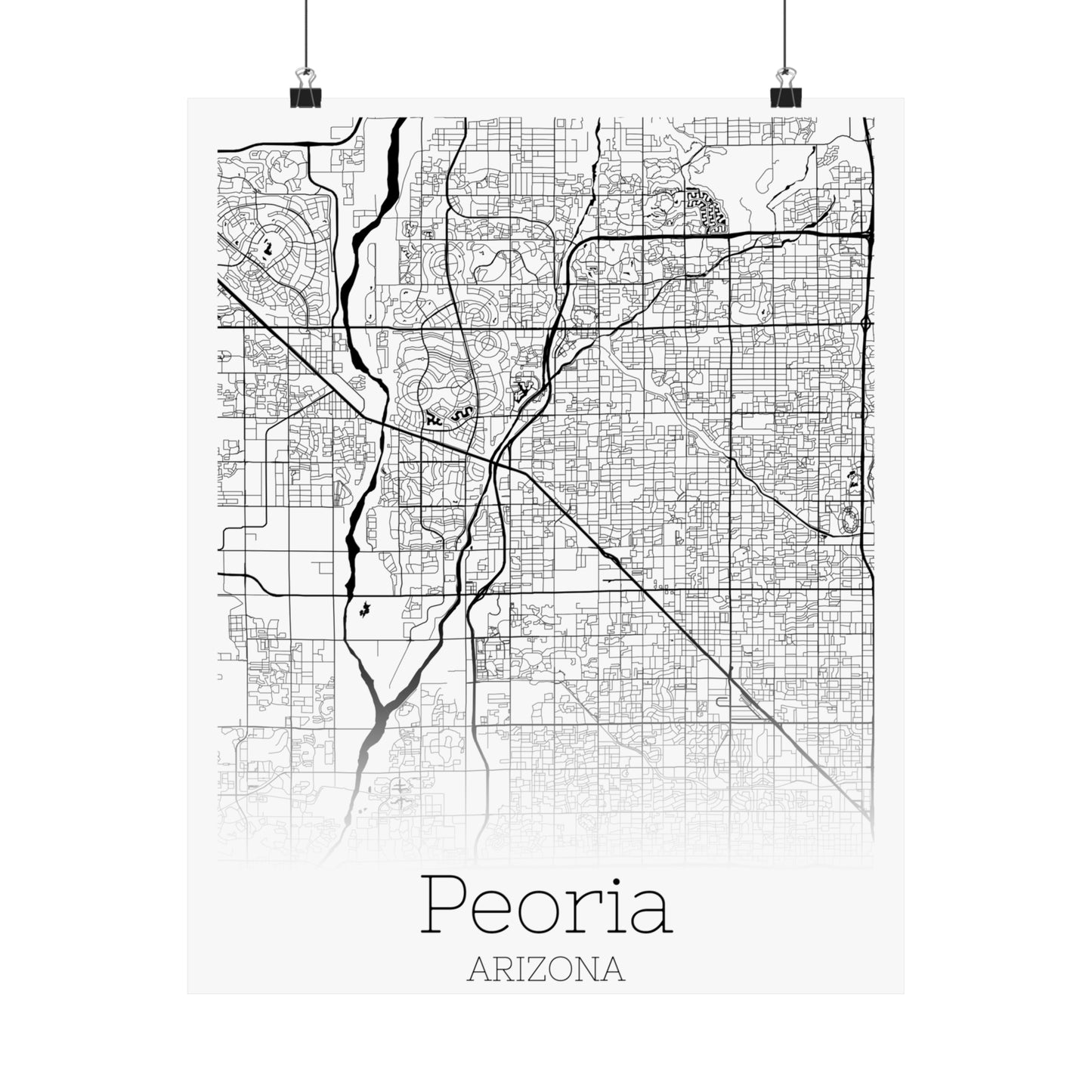 Peoria Arizona City Map Matte Vertical Posters