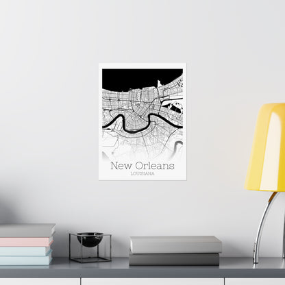 New Orleans Louisiana City Map Matte Vertical Posters