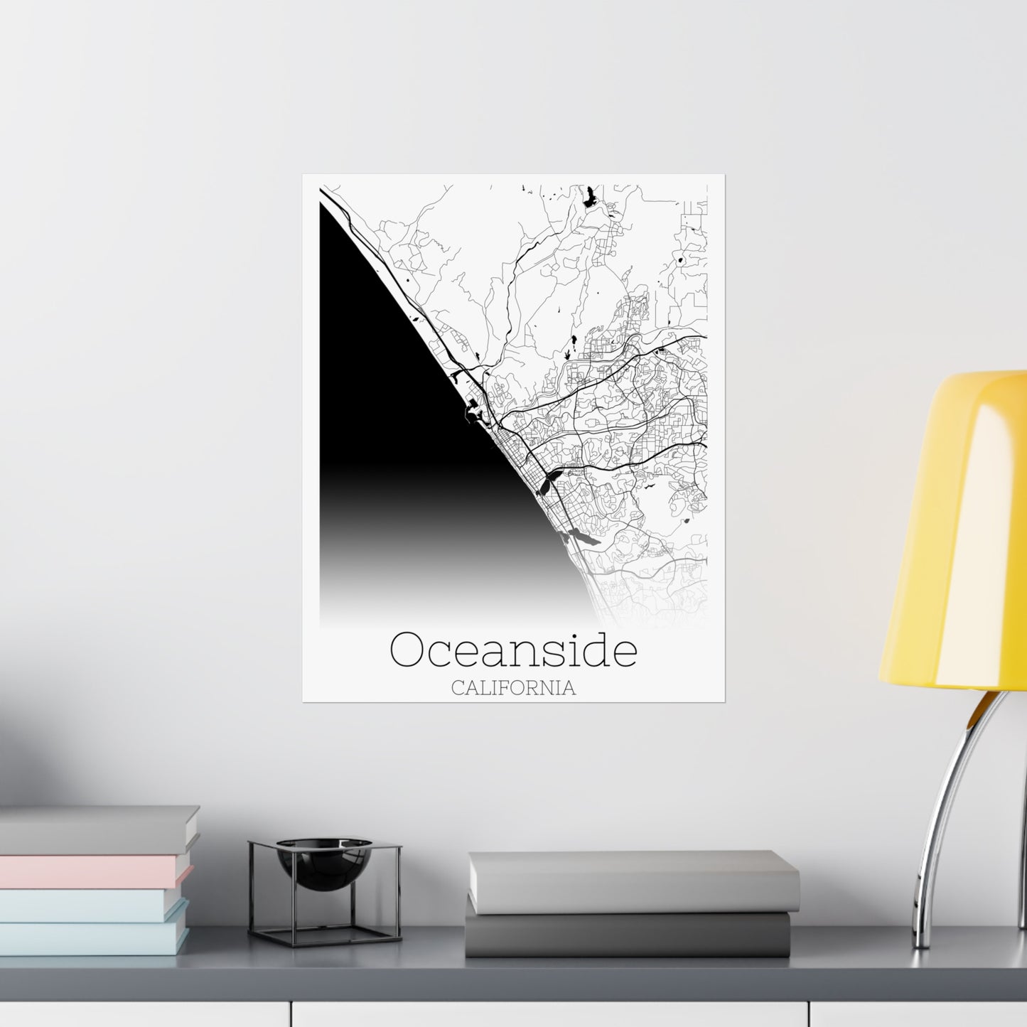 Oceanside California City Map Matte Vertical Posters