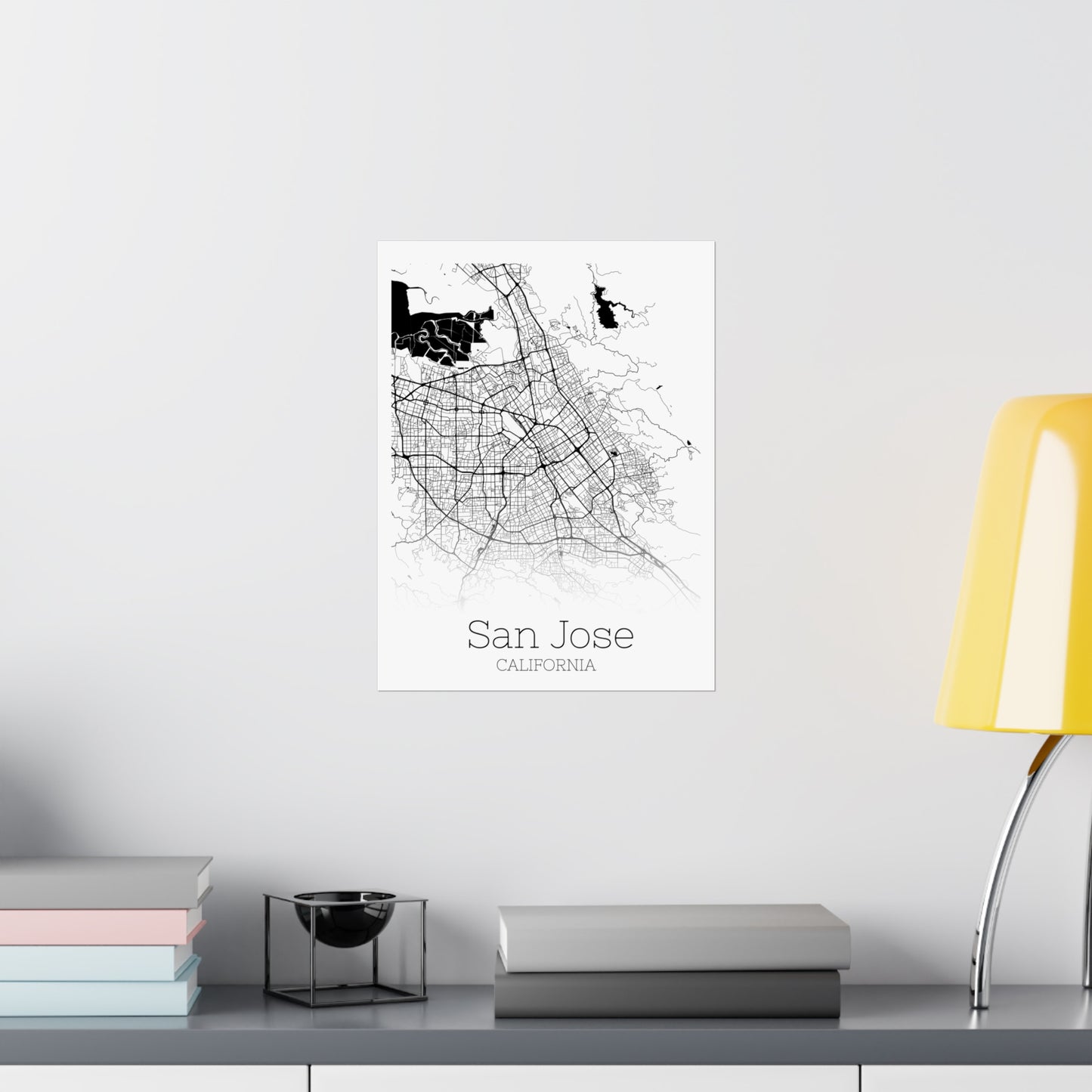 San Jose California City Map Matte Vertical Posters