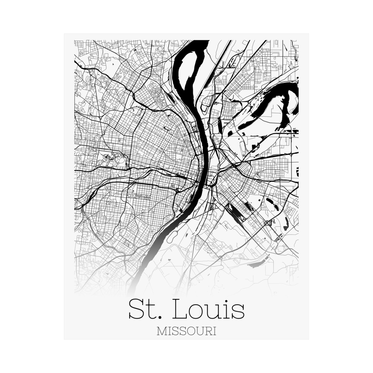 St Louis Missouri City Map Matte Vertical Posters