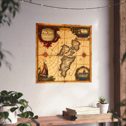 Old Map No: 16 Square Matte Poster, Vintage Poster