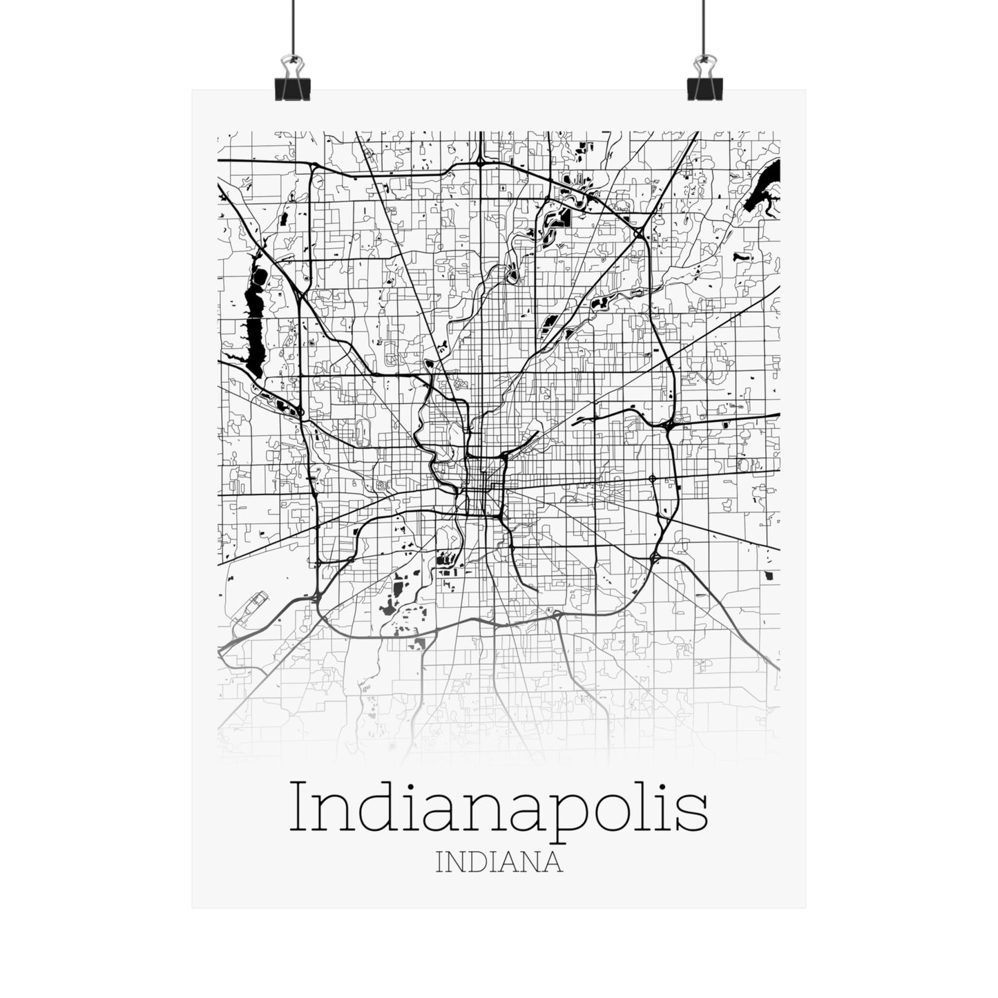 Indianapolis Indiana City Map Matte Vertical Posters