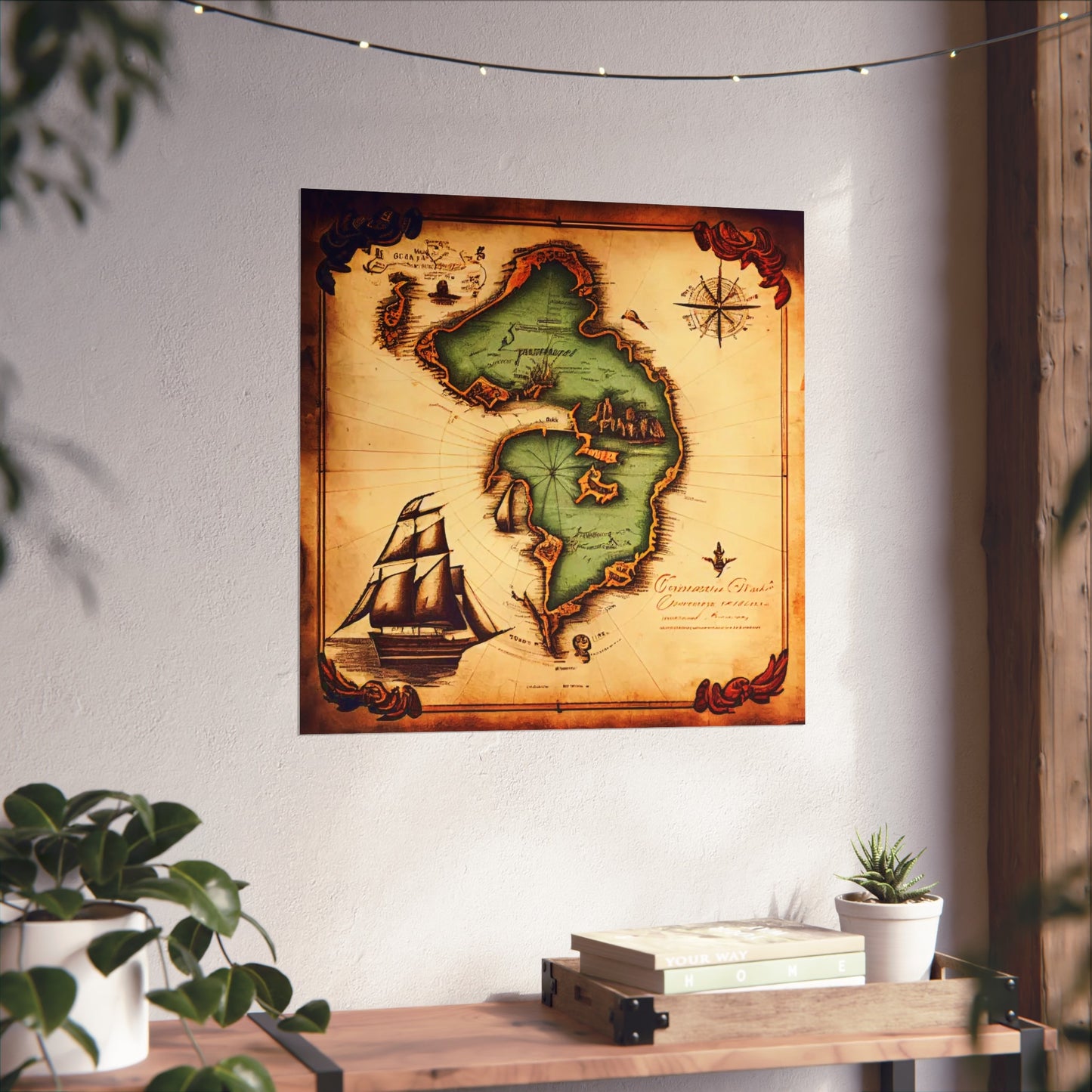 Old Map No: 14 Square Matte Poster, Vintage Poster