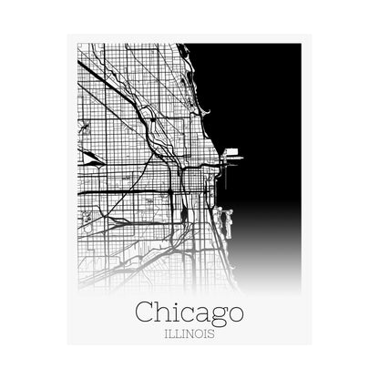 Chicago Illinois City Map Matte Vertical Posters