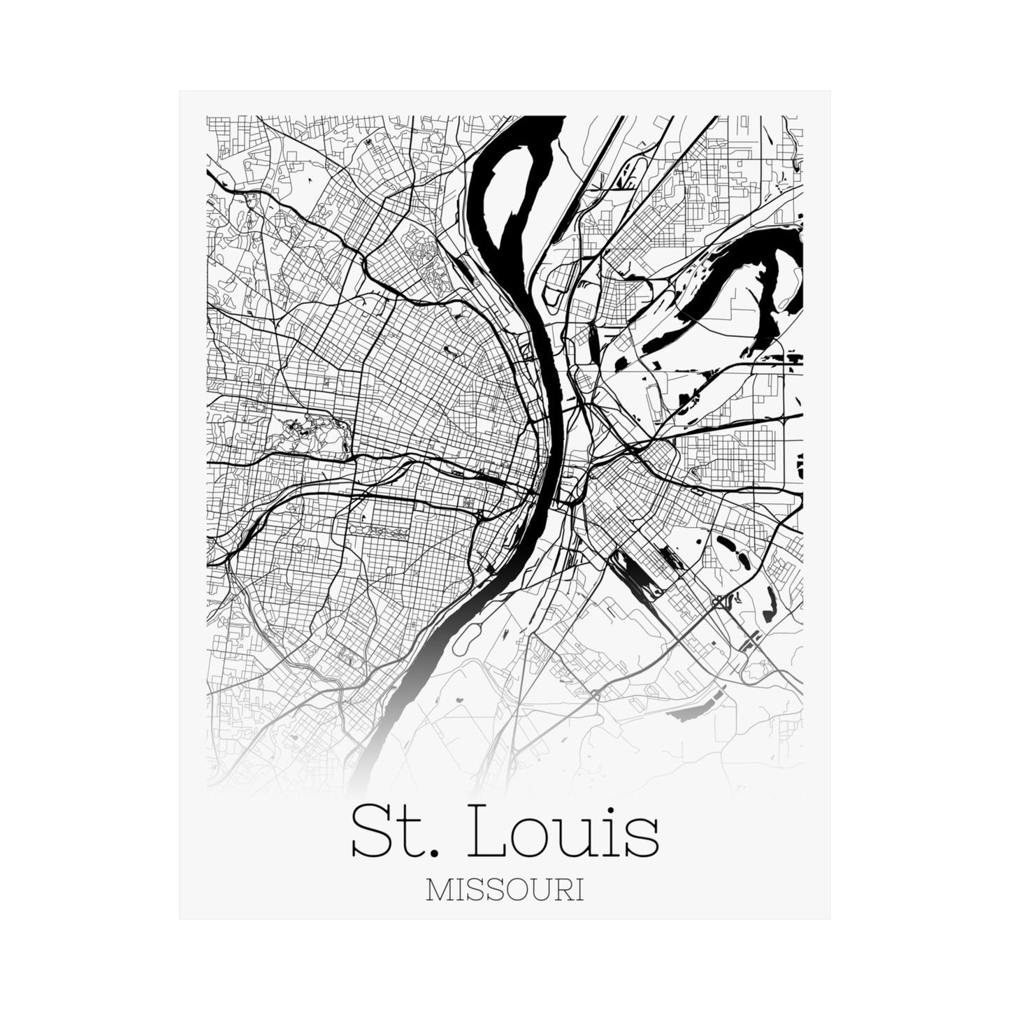 St Louis Missouri City Map Matte Vertical Posters