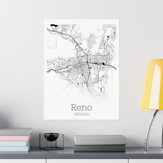 Reno Nevada City Map Matte Vertical Posters