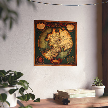 Old Map No: 11 Square Matte Poster, Vintage Poster