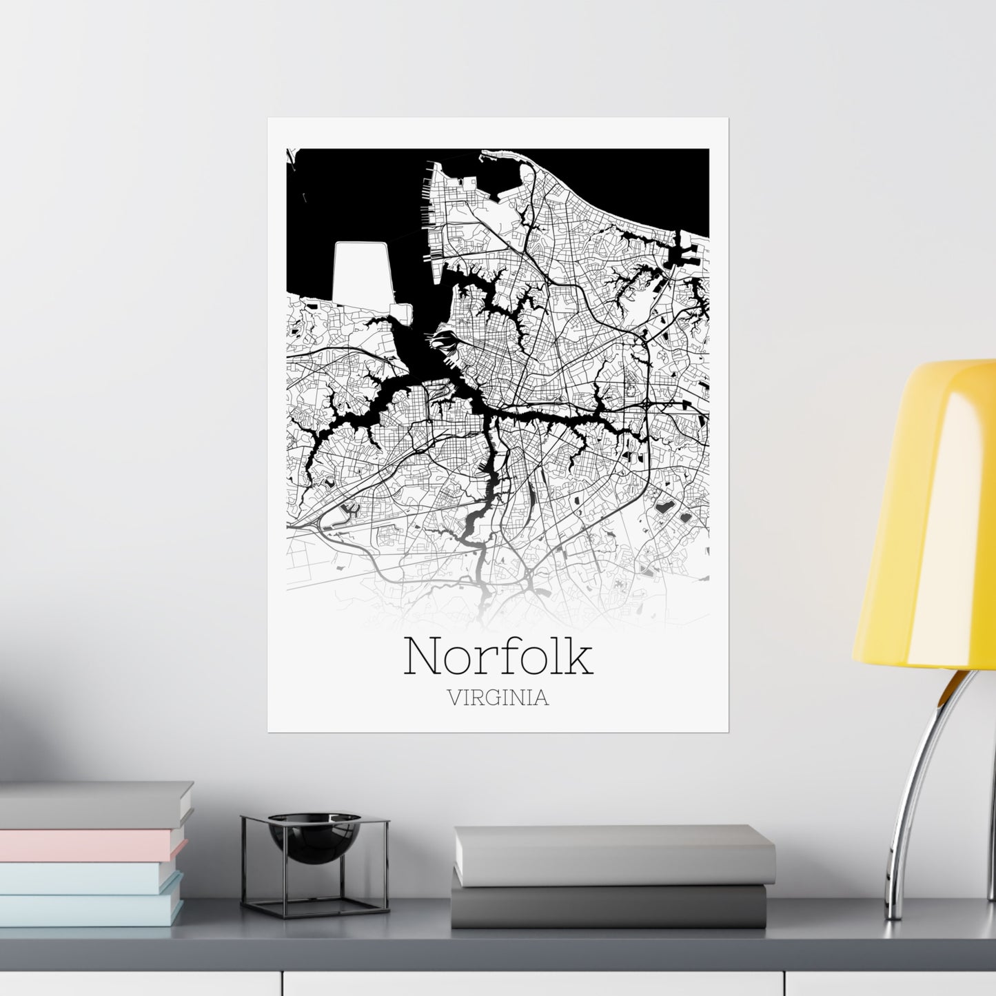 Norfolk Virginia City Map Matte Vertical Posters