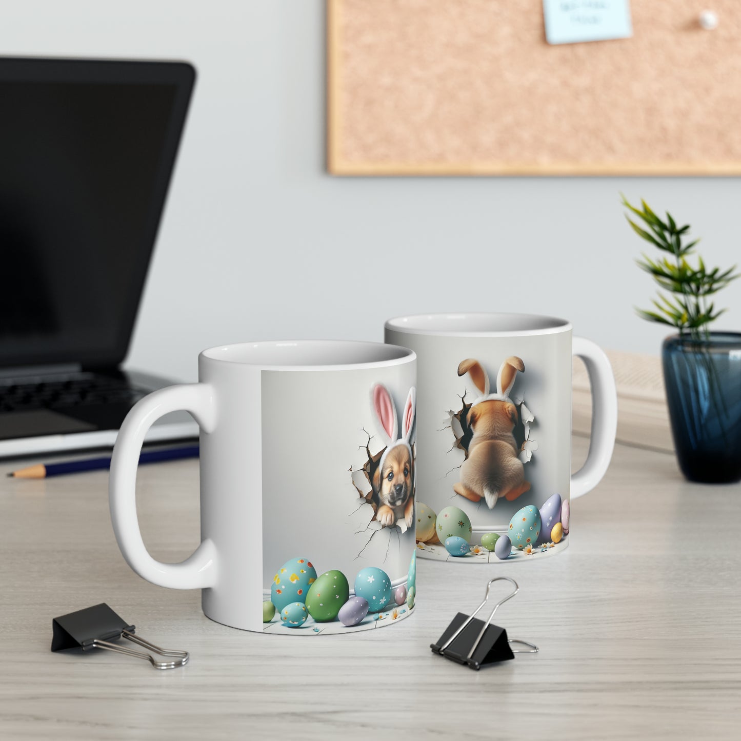 Easter dog coffee cup, Easter puppy break out, Ceramic Mug, 11oz