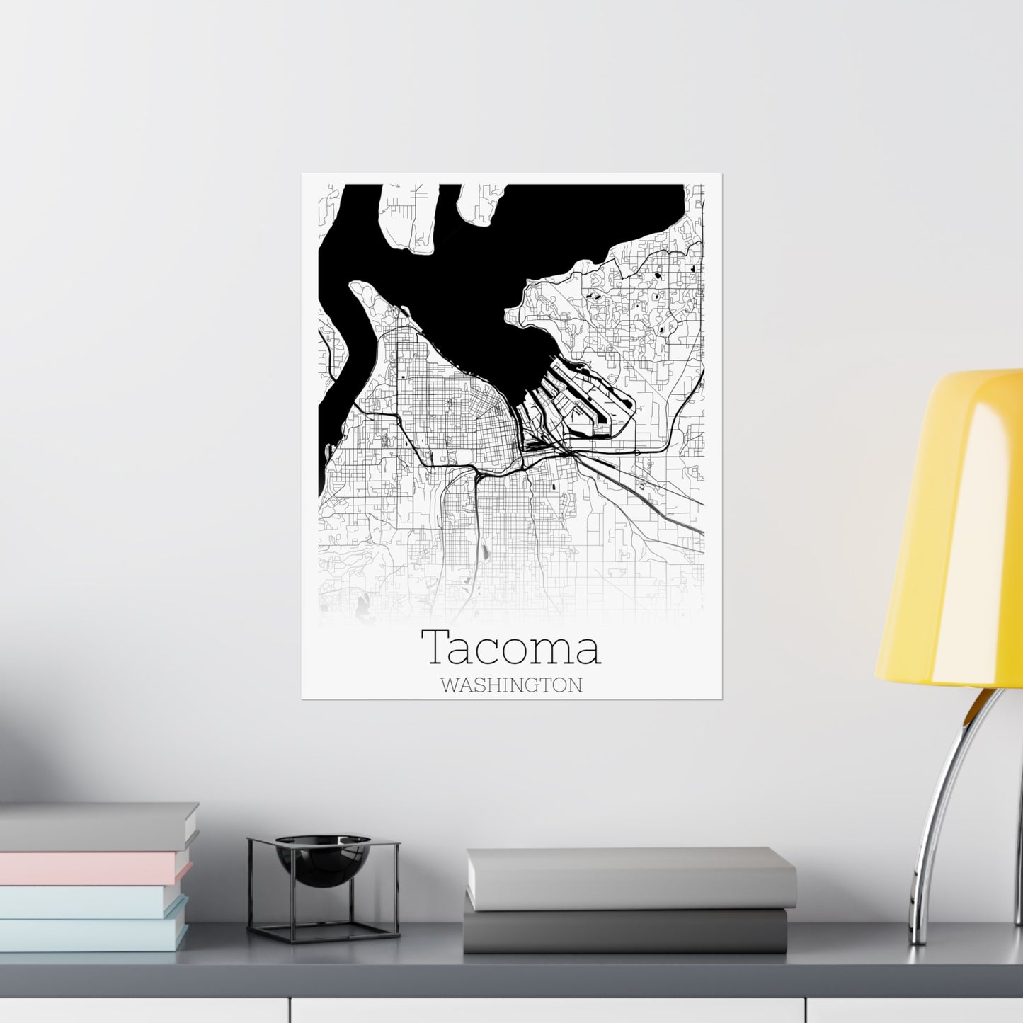 Tacoma Washington City Map Matte Vertical Posters