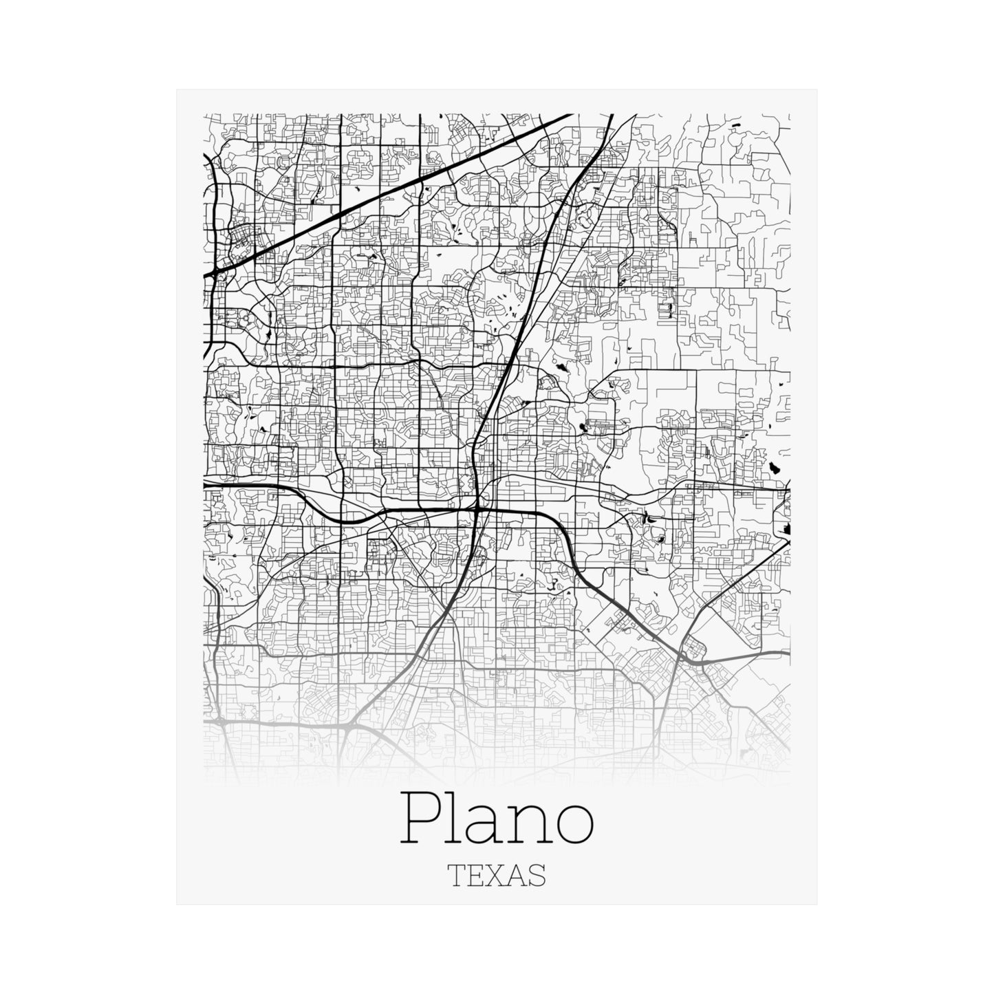 Plano Texas City Map Matte Vertical Posters