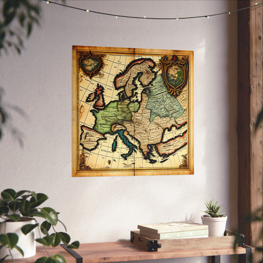 Old Map No: 02 Square Matte Poster, Vintage Poster