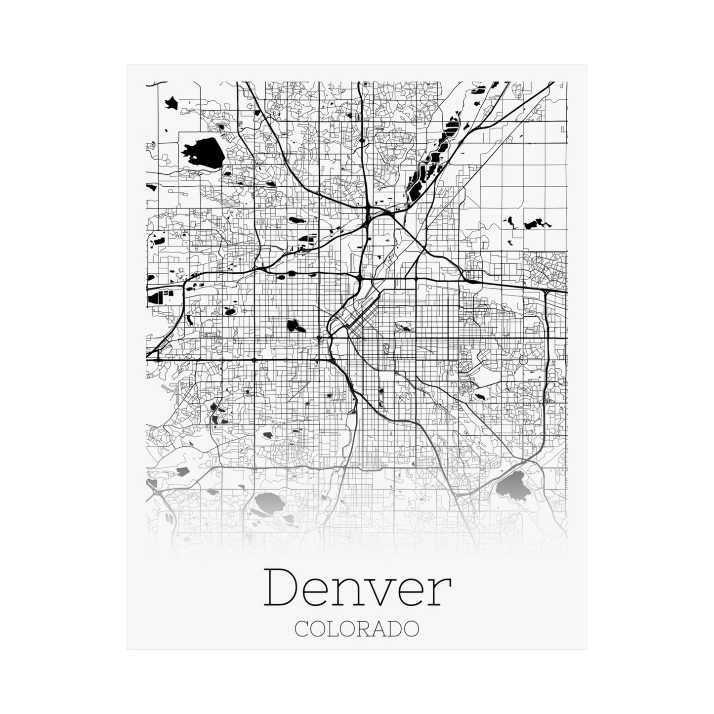 Denver Colorado City Map Matte Vertical Posters