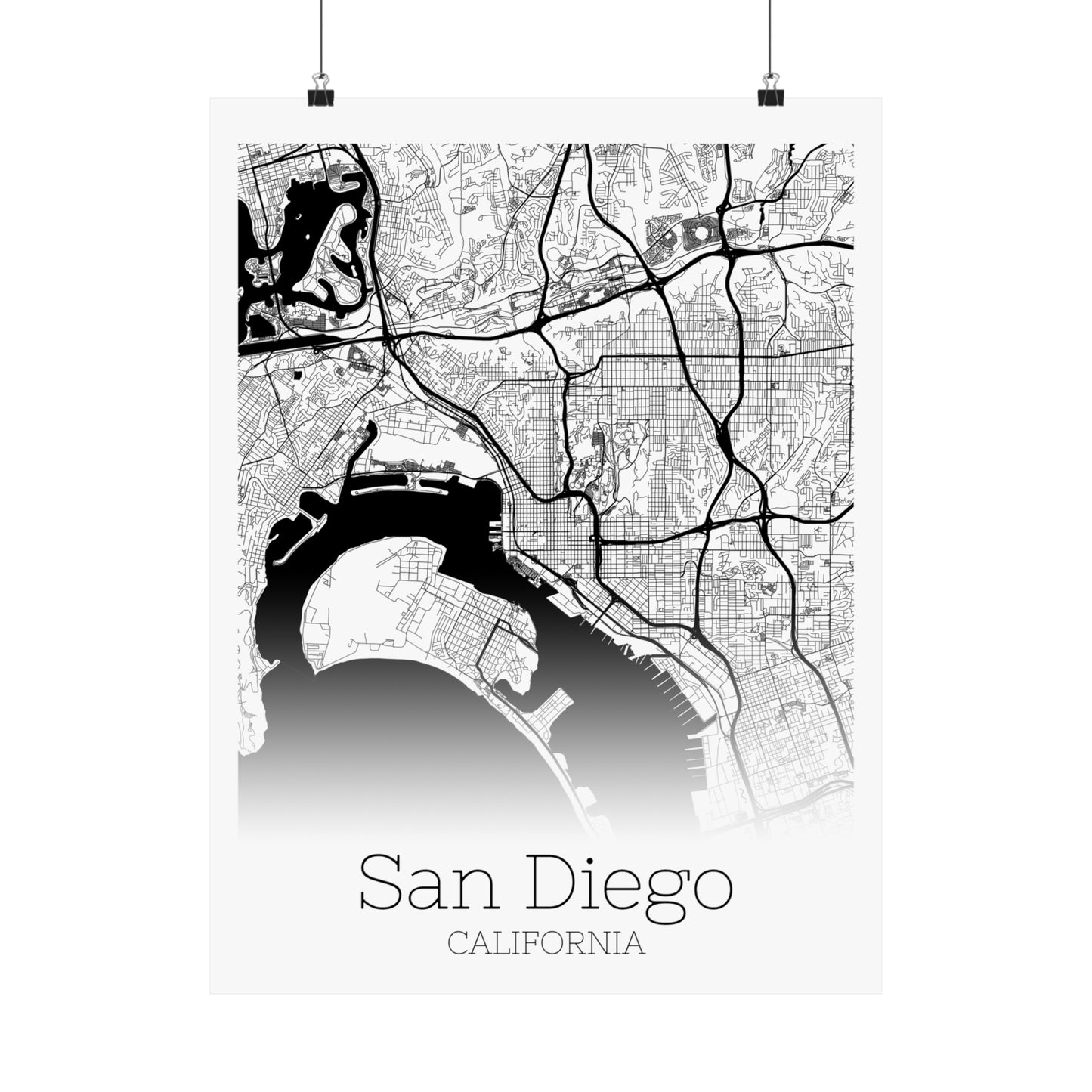 San Diego California City Map Matte Vertical Posters