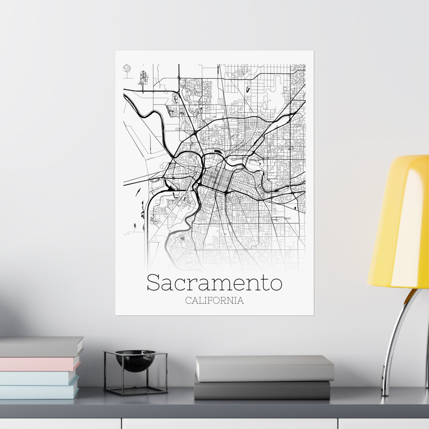 Sacramento California City Map Matte Vertical Posters