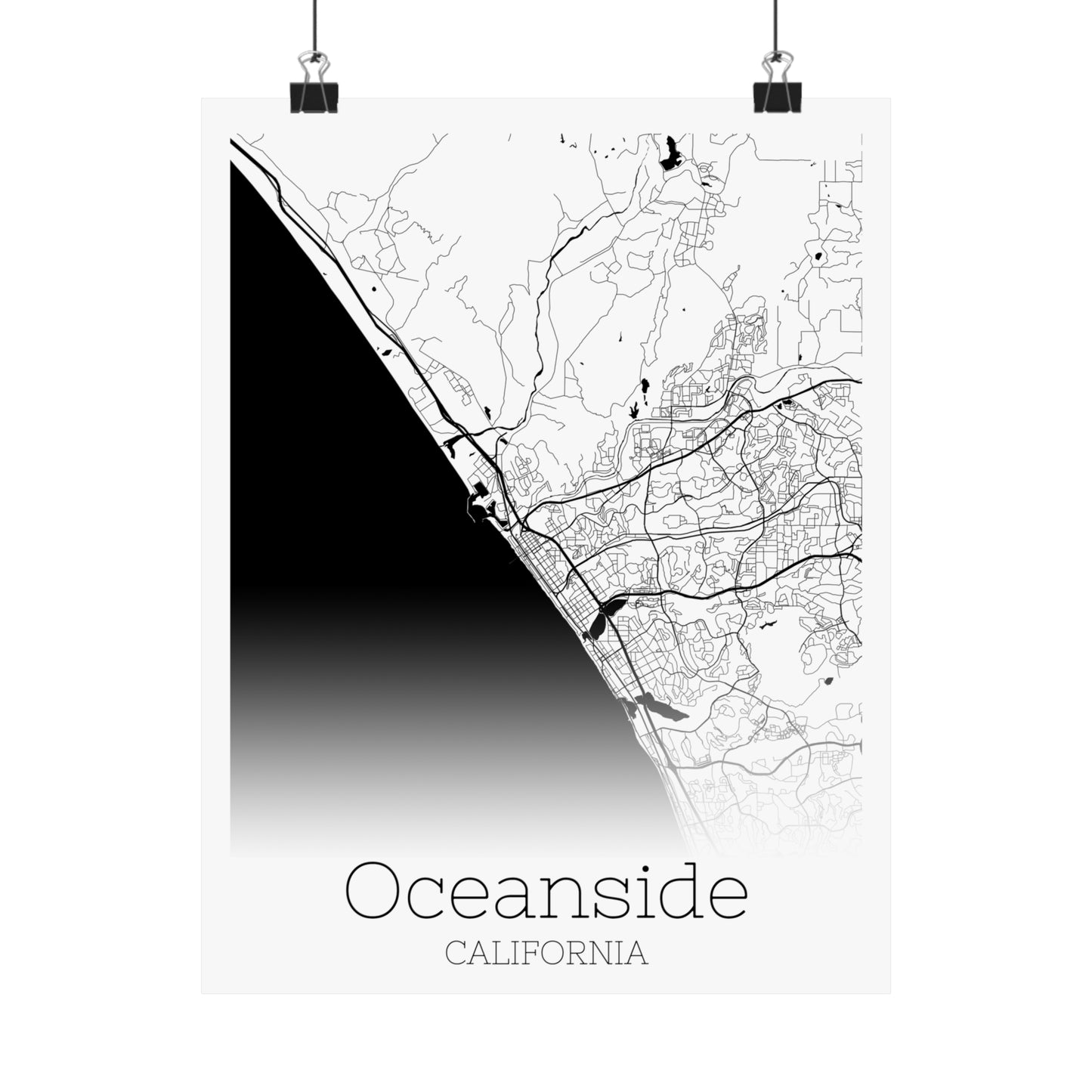 Oceanside California City Map Matte Vertical Posters