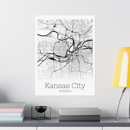 Kansas City Kansas City Map Matte Vertical Posters