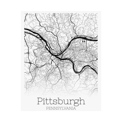 Pittsburgh Pennsylvania City Map Matte Vertical Posters